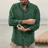 Men Shirt Loose Long Sleeve Lapel Shirt Coat Men