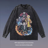 Men Long Sleeve Shirt Anime Distressed Long Sleeve T-shirt Men and Women Casual Couple's Tops
