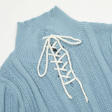 Women Sweater Short Knitwear for Girls Autumn Leisure Stand Collar