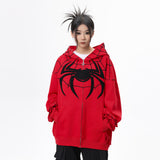 Men Hoodie Spider-Man Embroidered Masked Hooded Sweatshirt Sports Zipper Cardigan Outerwear
