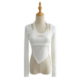 Women T-shirt Spring Summer Women's Wear Stitching Long Sleeve T-shirt Female