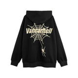 Men Hoodie Hooded Coat with Masked Zipper Men's Spider Web Puff Print Cardigan Sweater