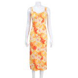 Women's Desses Printed Suspender Skirt Dress Women