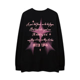 Men Long Sleeve Shirt Gothic Letter Puff Print Couple Long Sleeve T-shirt