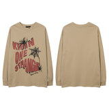 Men Long Sleeve Shirt Foam Printed Distressed Long Sleeve T-shirt Men and Women Hip Hop Loose