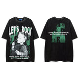 Men T Shirt Retro Portrait Printing Short-Sleeved T-shirt Men and Women Casual Couple