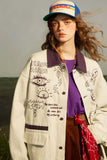 Unisex Jacket Autumn Vintage Color Matching Jacket Women's Clothing
