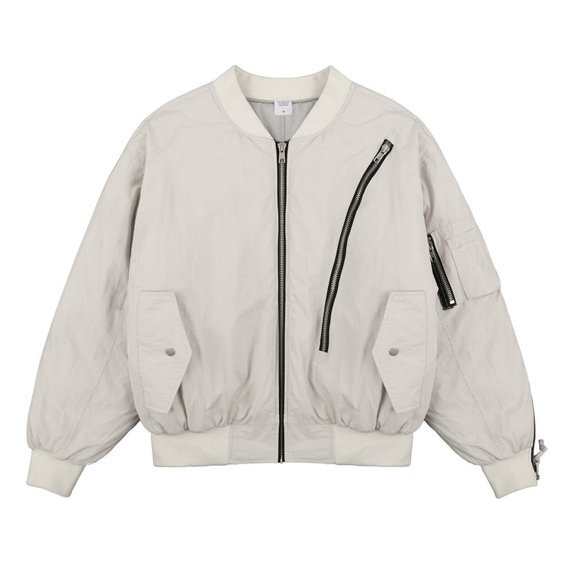 Men Cotton Padded Jacket Men's Casual Multi-Zip Coat Cotton Coat Loose Jacket