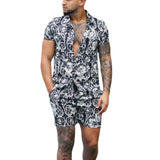 Men Co-Ords Spring/Summer Casual Lapel Short Sleeve Shirt Shorts Suit