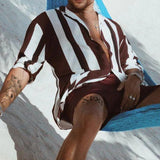 Men Shirt Striped Fashion Cardigan Men's Shirt