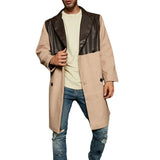 Men Jack Men's Coat Sub-Stitching Leather Fashion Trench Coat