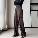 Palazzo Pants Retro Wide-Leg Pants Women's Casual Solid Color High Waist