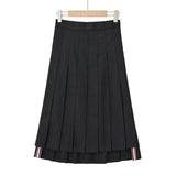 Women Skirt Summer High Waist Preppy Style Pleated Skirt Skirt