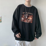 Men Hoodie Sweater Men's Korean Style Trendy Idle Style Loose Print