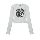 Women Long Sleeve T-Shirt Printed Long Sleeve T-shirt Girls Autumn Leisure round Neck