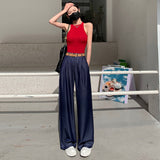 Palazzo Pants High Waist Drooping Summer Loose Straight Pants Ice Silk Jeans