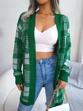 Plaid Trench Coat Ins Style Autumn and Winter Plaid Casual Cardigan Sweater Coat