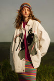 Unisex Jacket Fall Twill Contrast Color Outerwear Women's Clothing