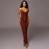 Women Desses Suspender Skirt Ruffled Dress Long Skirt