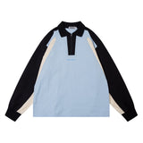 Men Hoodie Lapel Sweater Men's Casual Loose Half Zipper Pullover Long Sleeve Shirt