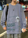 Men Hoodie Long Sleeve T-shirt Men Hong Kong Style Ins Hip Hop Loose round Neck