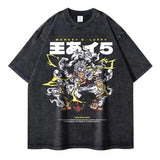 Portgas D Ace T-shirts Vintage Washed Anime T Shirt Luffy