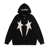 Men Hoodie Five-Pointed Star Printed Hooded Jacket