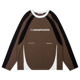 Men Hoodie round Neck Base Sweater Stitching Contrast Color American Motorcycle Racing Suit