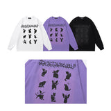 Men Long Sleeve Shirt Dark Graffiti Retro Loose Long Sleeve Bottoming T-shirt for Men and Women