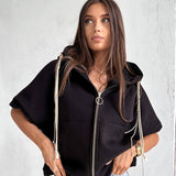 Women Sweatshirt Spring Zipper Hooded Sweater Women Spring and Autumn Short Sleeve