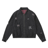 Men Denim Jacket Men's Autumn and Winter Loose Washed Distressed Denim Jacket