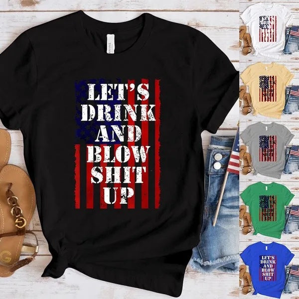 Women's Independence Day T Shirt round Neck Short Sleeve T-shirt Women's Top