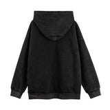 Men Hoodie Letter Printed Hoodie Men's Loose Pullover Long Sleeve Worn Looking Washed-out Hoodie