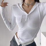 Women T-Shirt Autumn Long-Sleeved Hooded T-shirt