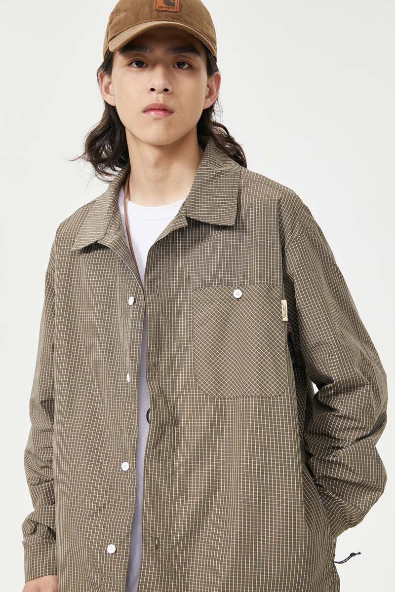 Unisex Jacket Autumn Side Pocket Plaid Shirt Women's Clothing