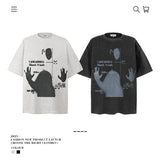 American vintage street T-shirt pure cotton retro men's and women's summer loose