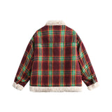 Unisex Jacket Winter American Plaid Fur Cotton-Padded Coat