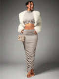 Women Co-Ord Set Women's Slim Fit Pleated Elegant Dress Suit