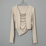 Women Long Sleeve Shirt Vest Camisole Women's Long Sleeve Jacket Cardigan