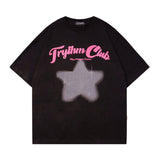 Men T Shirt Vintage Letter Print Street Style Casual Couple Short Sleeve T-shirt