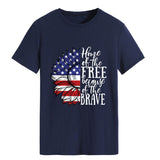Women Independence Day T Shirt round Neck Loose Printed Short Sleeve T-shirt