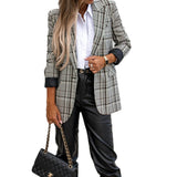 Plaid Trench Coat Autumn Winter Coat British Style Plaid Suit with Lining for Women
