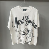 Mixed Emotion T-Shirt Hip Hop Short Sleeve Rhinestone Embellished T-Shirt