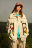 Unisex Jacket Autumn Twill Floral Coat Women's Clothing