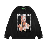 Men Hoodie Character Oil Painting Printed Crew Neck Sweatshirt