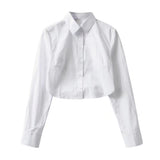 Women T-shirt Spring Short Breasted Long Sleeve Shirt