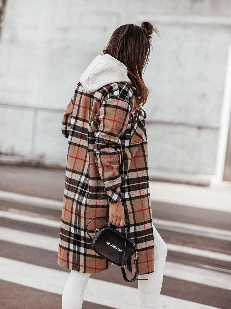 Plaid Trench Coat Printed Jacket
