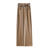 Palazzo Pants Loose Wide Leg Pants Fall/Winter Leather Pants Casual Long Pants