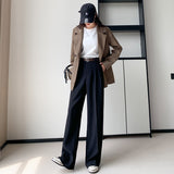 Palazzo Pants Straight Casual Suit Pants Women's Solid Color High Waist Wide Leg Pants Long