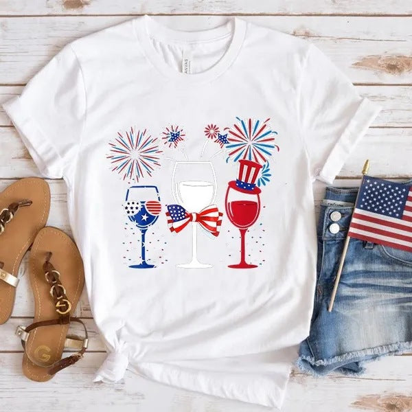 Women's Independence Day T Shirt round Neck Short Sleeve T-shirt Women's Top
